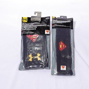 Superman Under Armour Performance Wristband/Headband set NWT